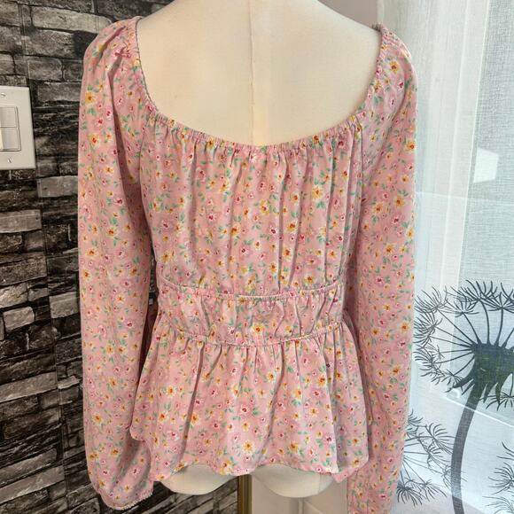 Derek Heart Crop Top Long Sleeve Large Floral High Waist On/Off Shoulder Barbie - Picture 7 of 9